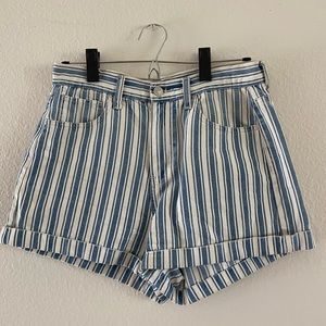 Blue & white striped shorts